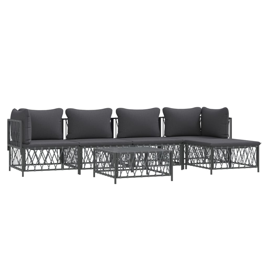 vidaXL 6 Piece Patio Lounge Set with Cushions Anthracite Steel-1