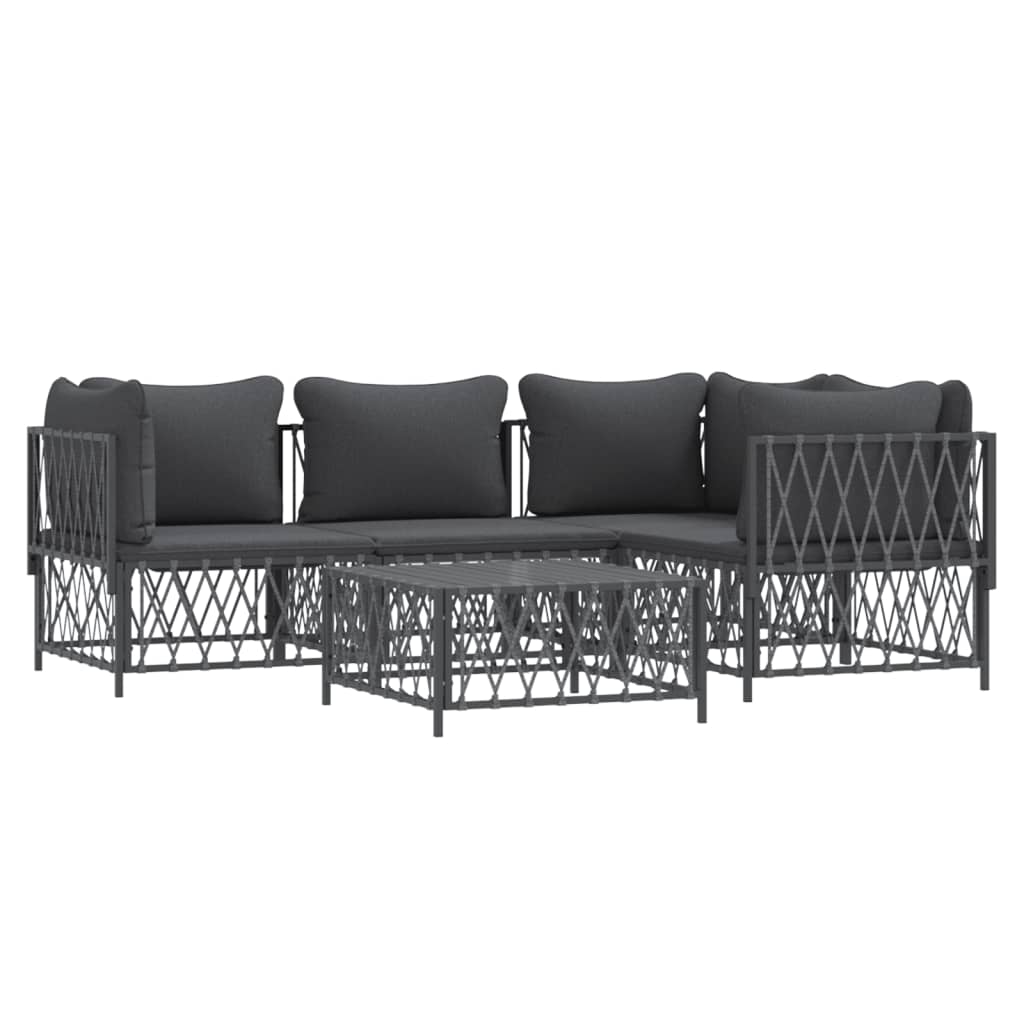 vidaXL 5 Piece Patio Lounge Set with Cushions Anthracite Steel-1