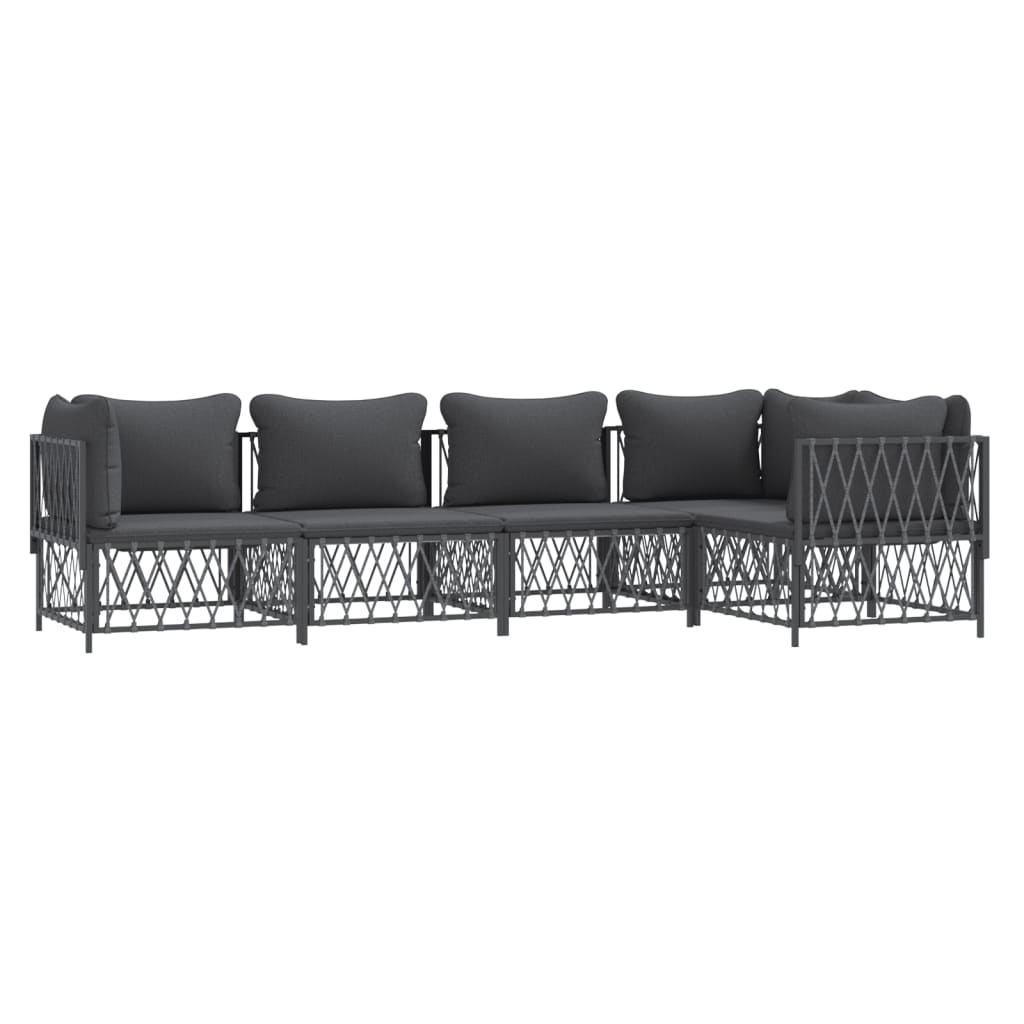 vidaXL 5 Piece Patio Lounge Set with Cushions Anthracite Steel-1