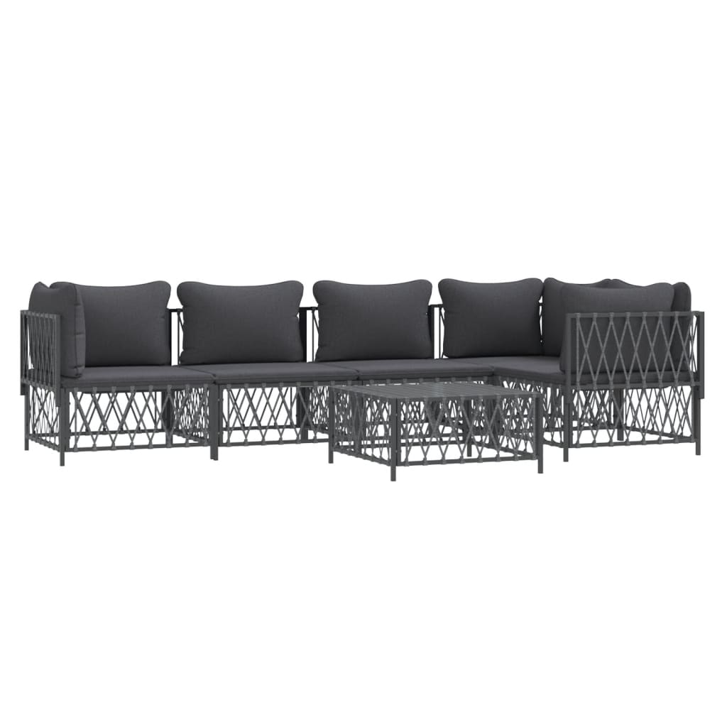 vidaXL 6 Piece Patio Lounge Set with Cushions Anthracite Steel-1