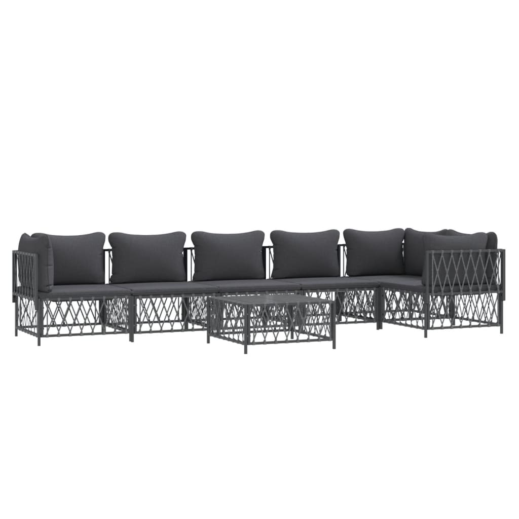 vidaXL 7 Piece Patio Lounge Set with Cushions Anthracite Steel-1