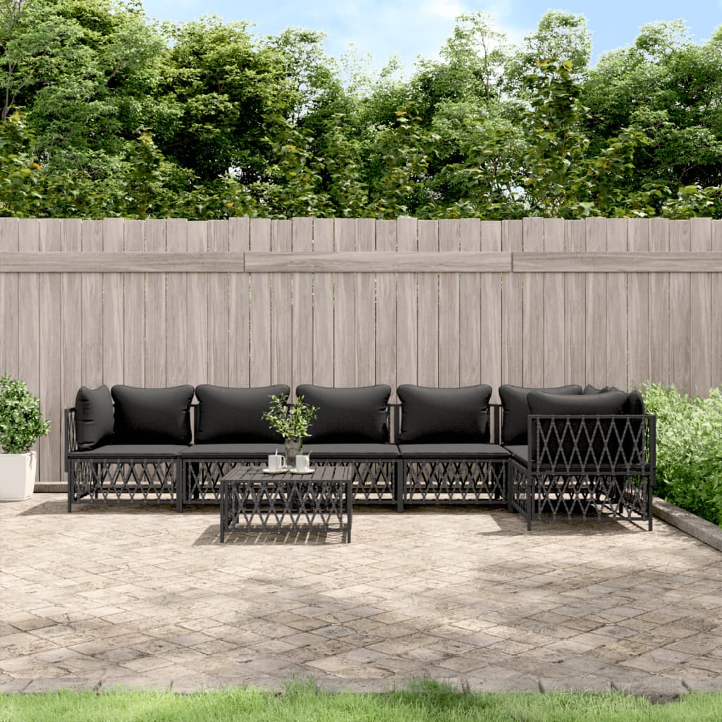 vidaXL 7 Piece Patio Lounge Set with Cushions Anthracite Steel-0