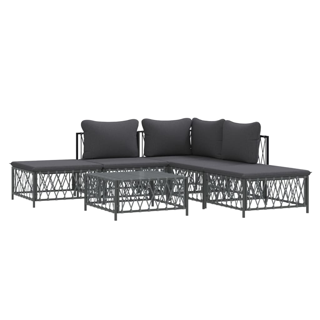 vidaXL 6 Piece Patio Lounge Set with Cushions Anthracite Steel-1