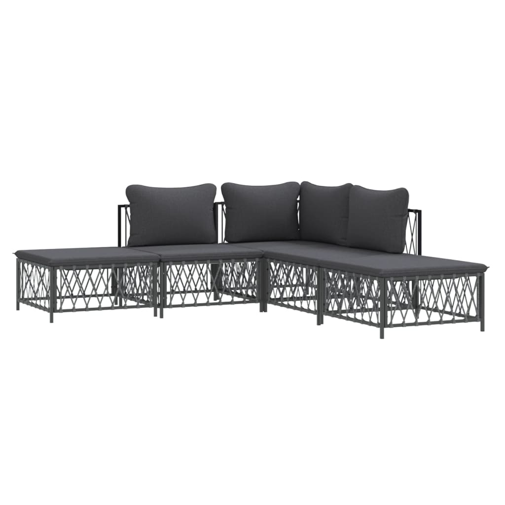 vidaXL 5 Piece Patio Lounge Set with Cushions Anthracite Steel-1