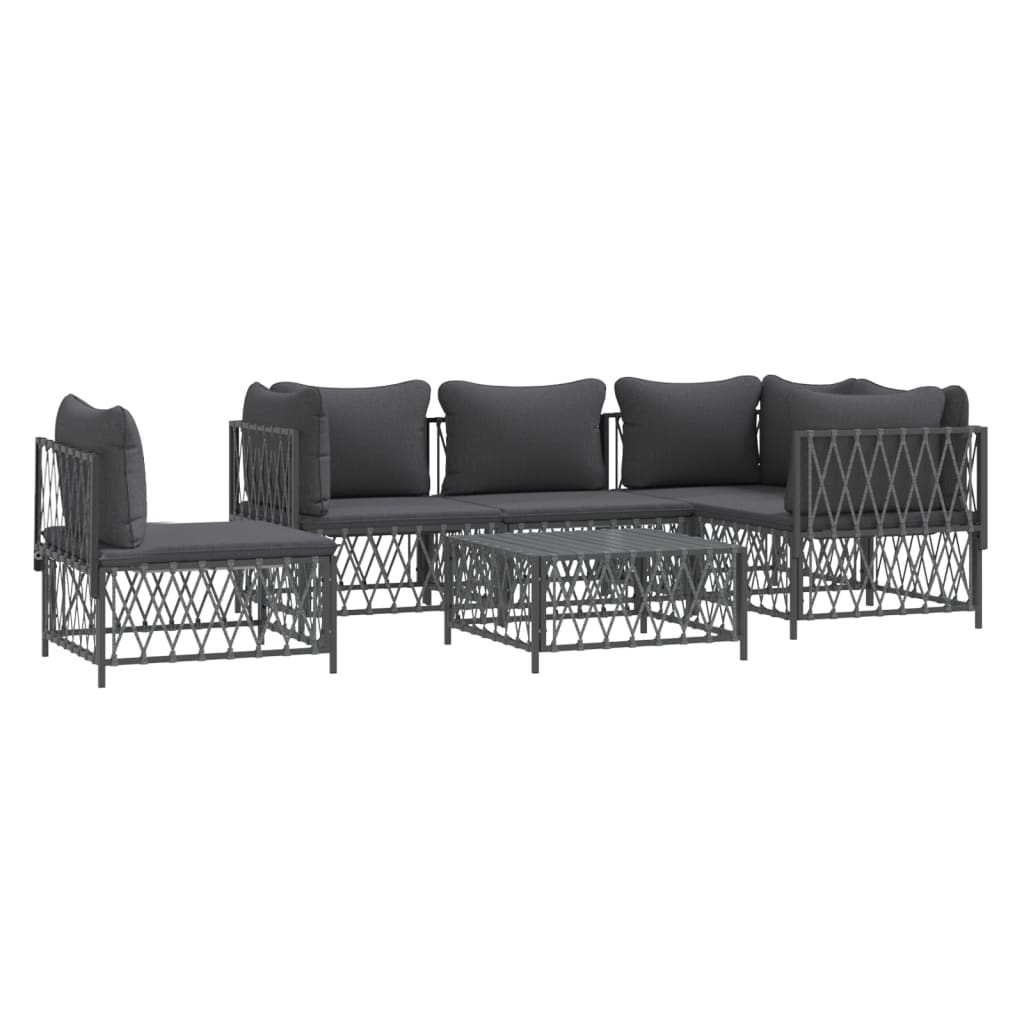 vidaXL 6 Piece Patio Lounge Set with Cushions Anthracite Steel-1