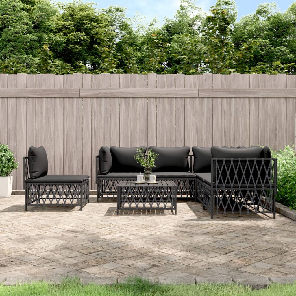 vidaXL 6 Piece Patio Lounge Set with Cushions Anthracite Steel-0