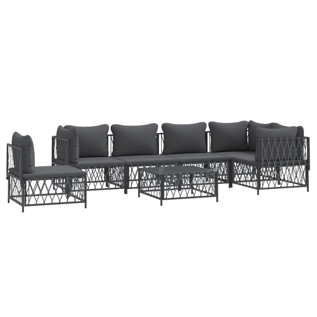 vidaXL 7 Piece Patio Lounge Set with Cushions Anthracite Steel-2