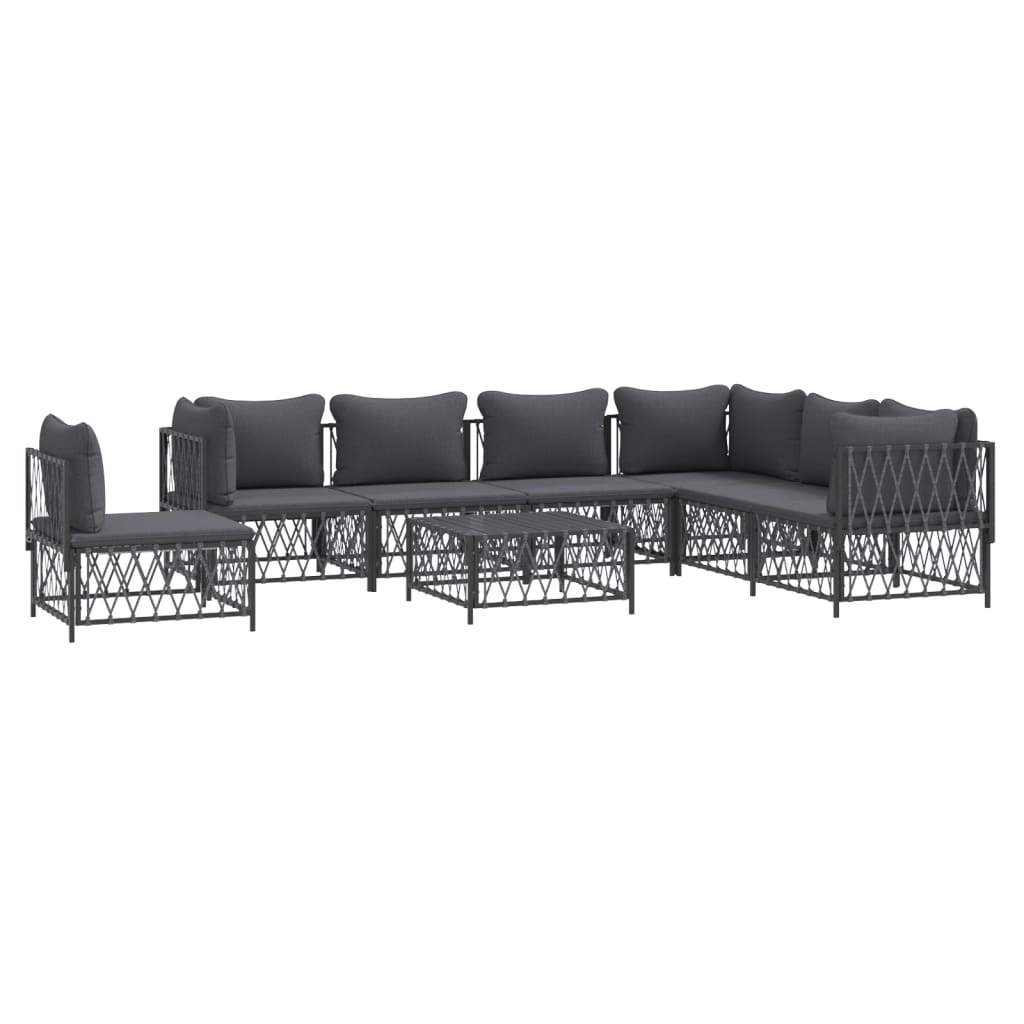 vidaXL 8 Piece Patio Lounge Set with Cushions Anthracite Steel-1