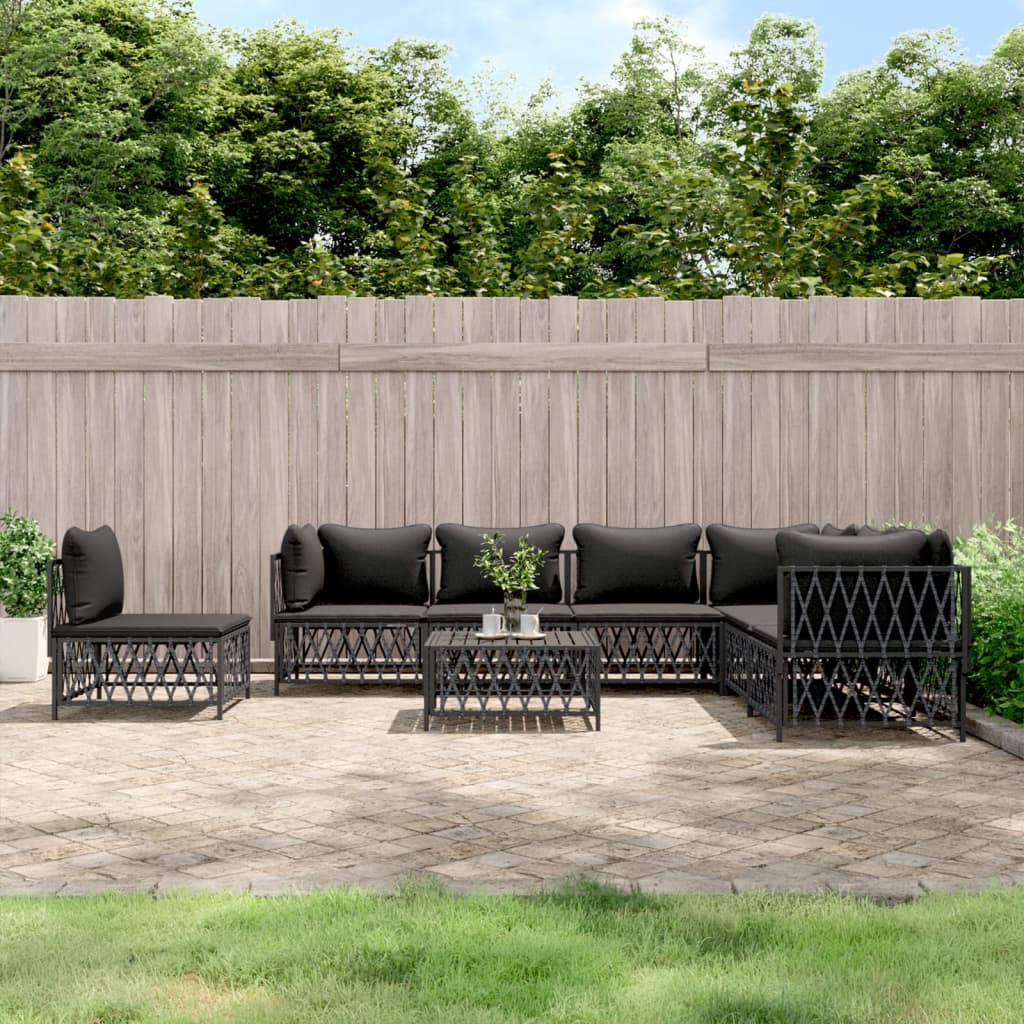 vidaXL 8 Piece Patio Lounge Set with Cushions Anthracite Steel-0