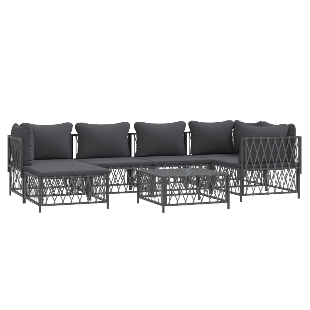 vidaXL 7 Piece Patio Lounge Set with Cushions Anthracite Steel-1