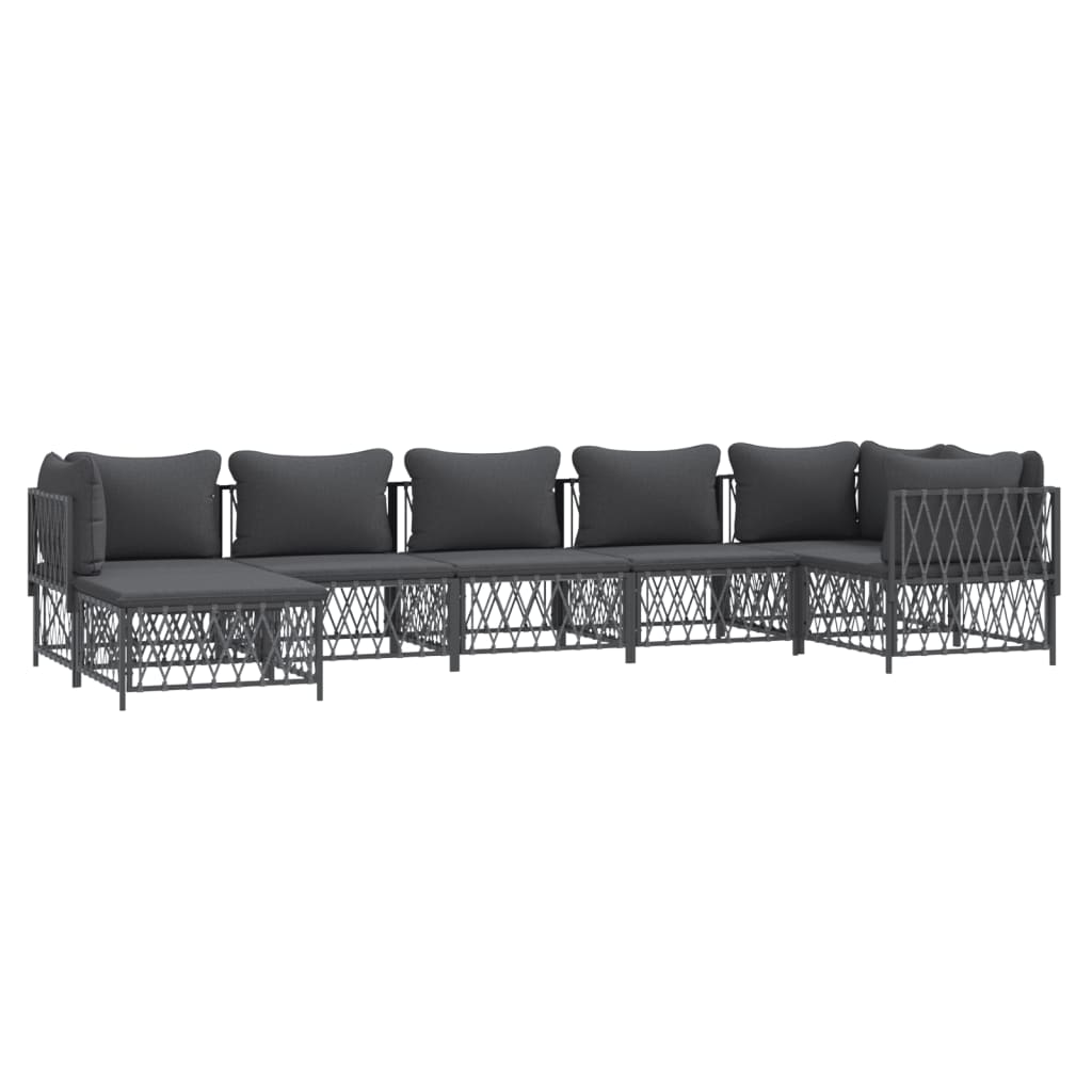 vidaXL 7 Piece Patio Lounge Set with Cushions Anthracite Steel-1