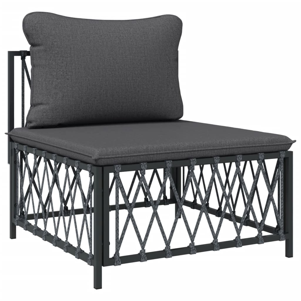 vidaXL 7 Piece Patio Lounge Set with Cushions Anthracite Steel-3