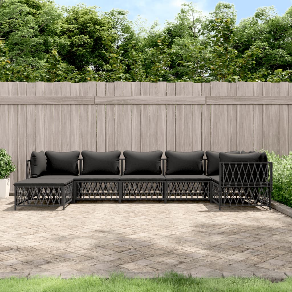 vidaXL 7 Piece Patio Lounge Set with Cushions Anthracite Steel-0