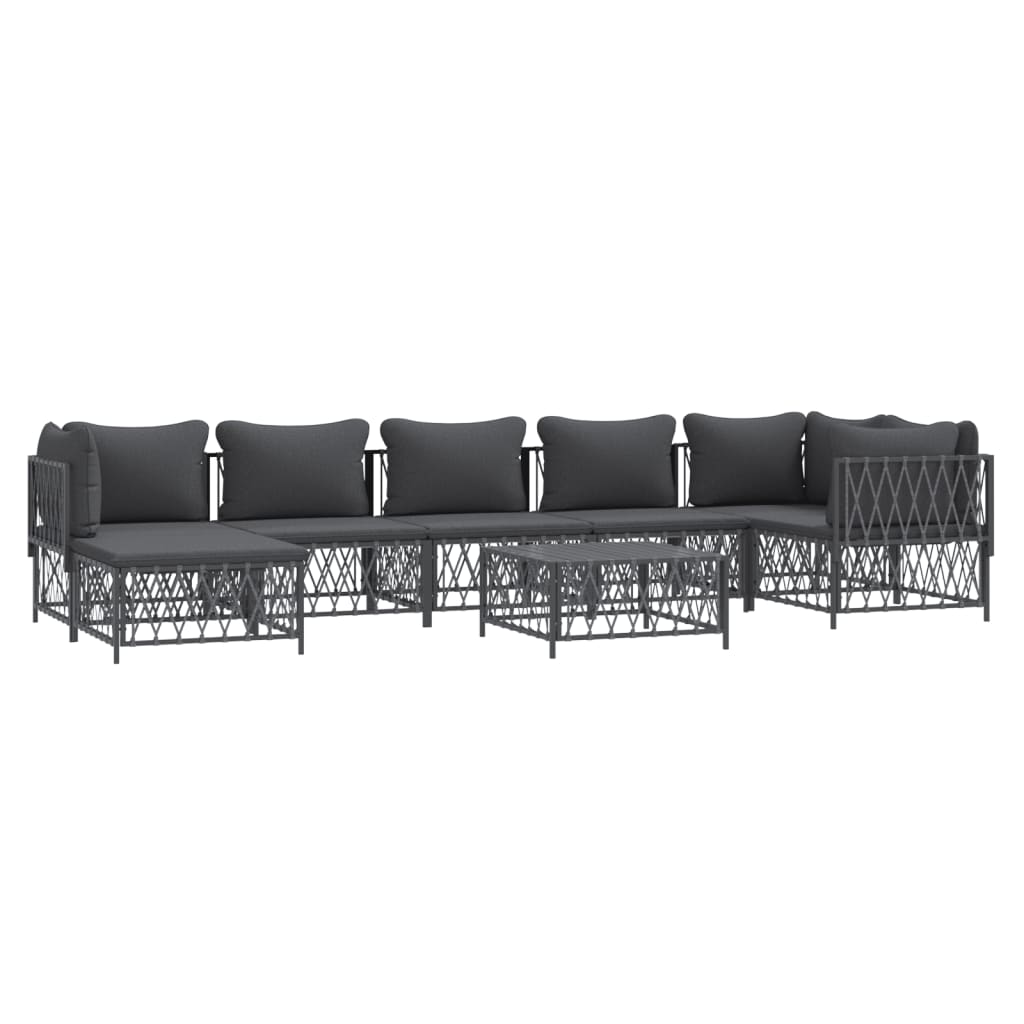 vidaXL 8 Piece Patio Lounge Set with Cushions Anthracite Steel-1