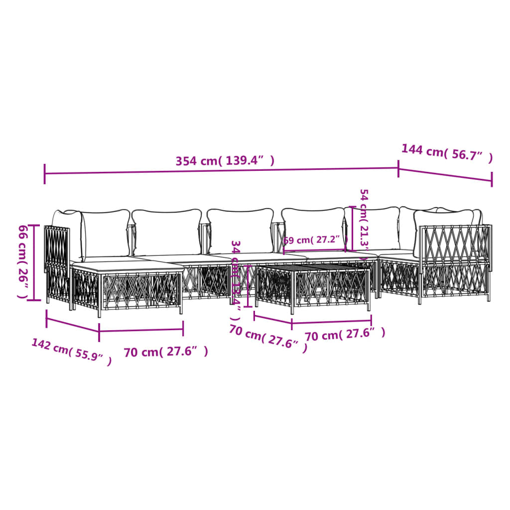 vidaXL 8 Piece Patio Lounge Set with Cushions Anthracite Steel-7