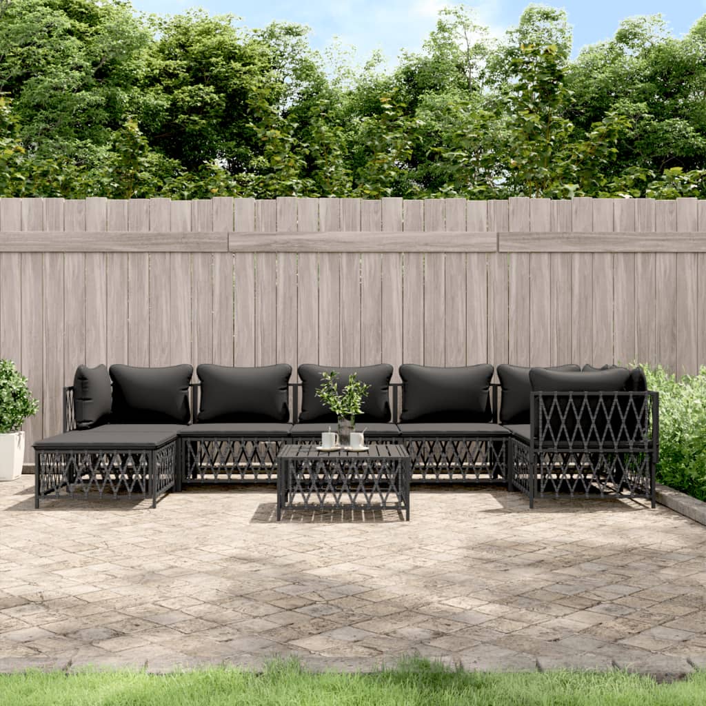 vidaXL 8 Piece Patio Lounge Set with Cushions Anthracite Steel-0