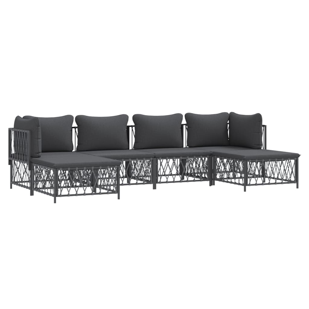 vidaXL 6 Piece Patio Lounge Set with Cushions Anthracite Steel-1