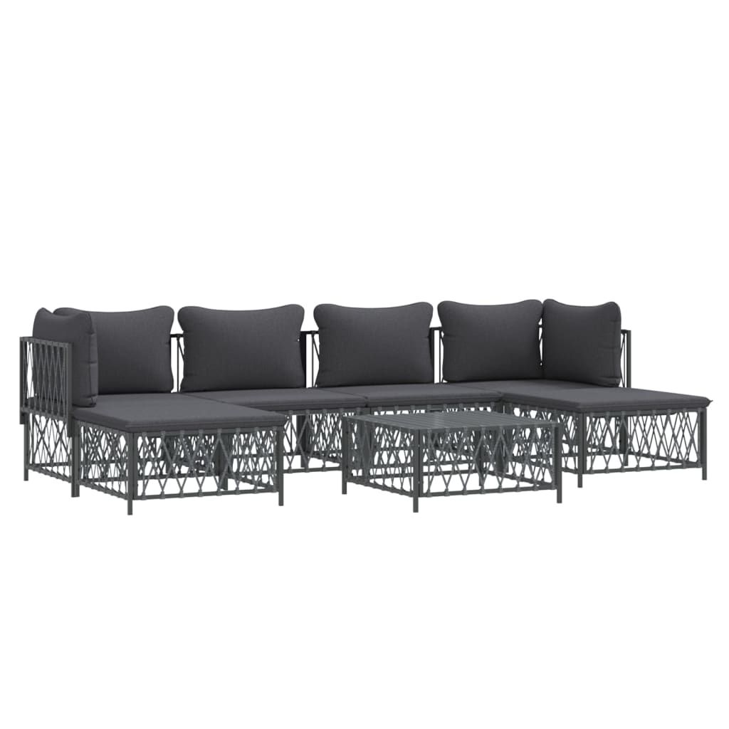 vidaXL 7 Piece Patio Lounge Set with Cushions Anthracite Steel-1