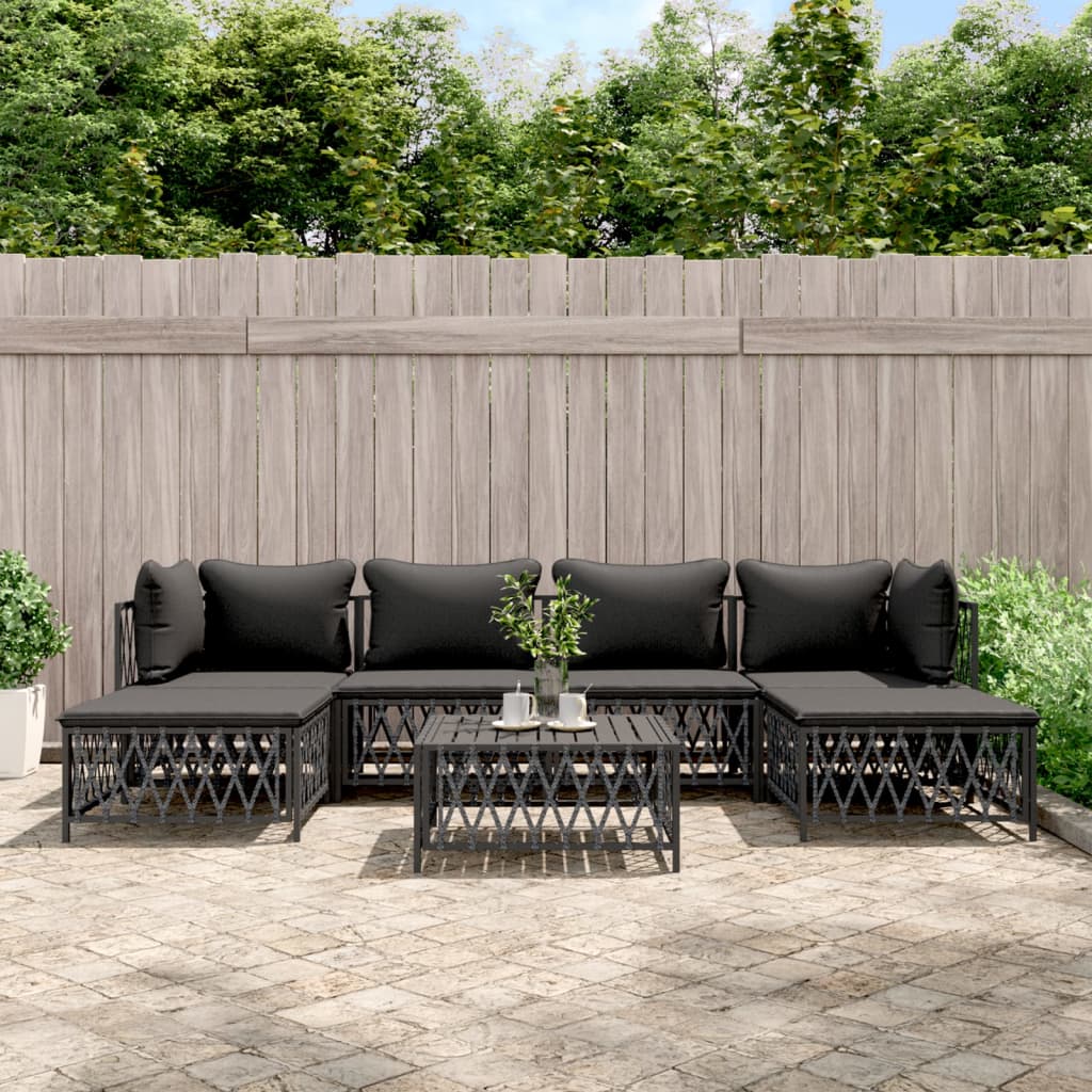 vidaXL 7 Piece Patio Lounge Set with Cushions Anthracite Steel-0