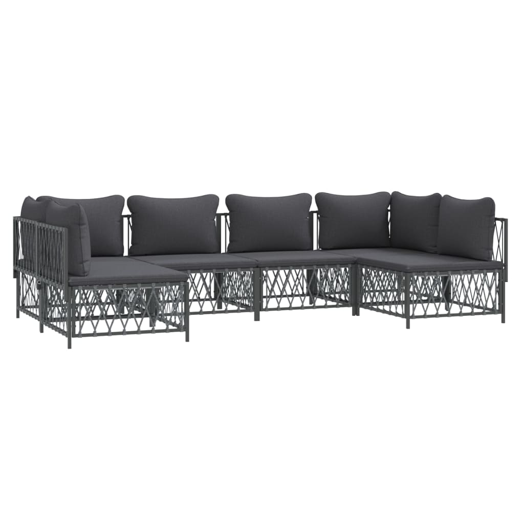 vidaXL 6 Piece Patio Lounge Set with Cushions Anthracite Steel-1