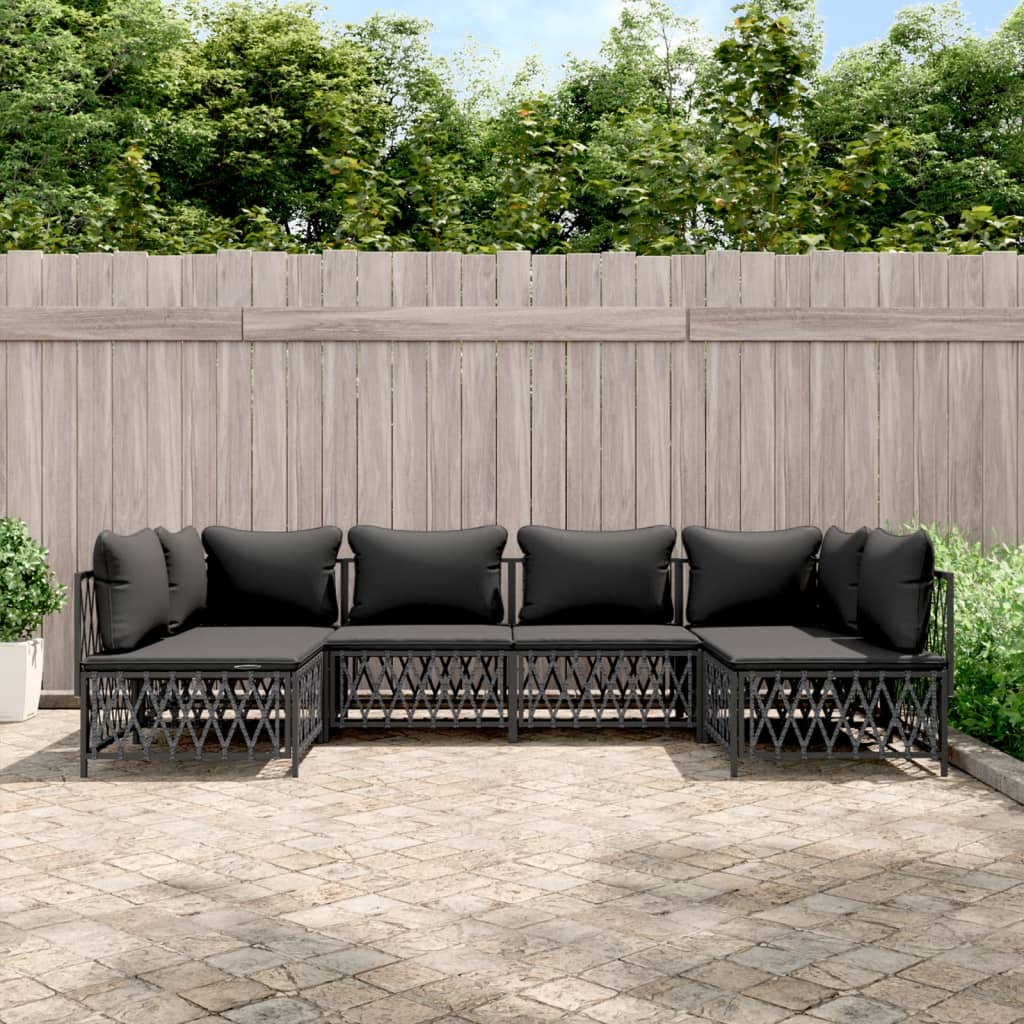 vidaXL 6 Piece Patio Lounge Set with Cushions Anthracite Steel-0