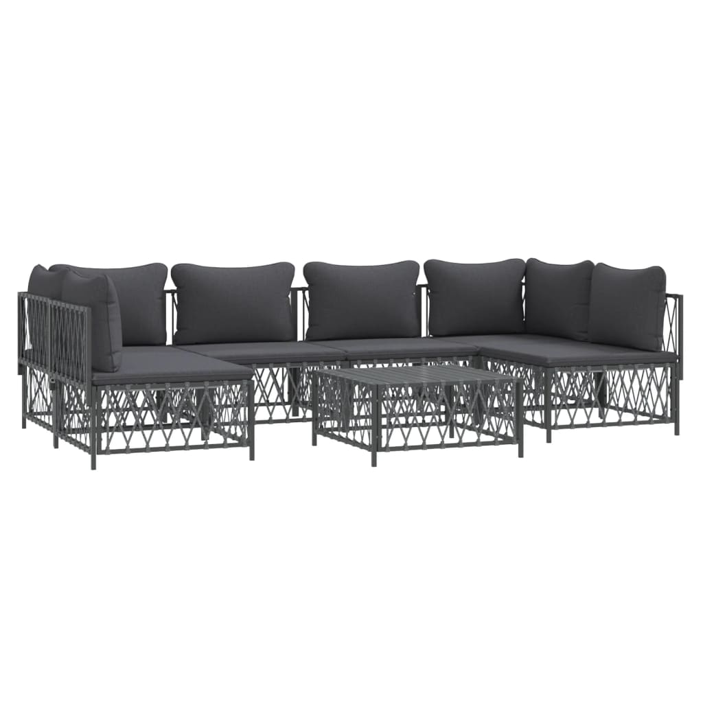 vidaXL 7 Piece Patio Lounge Set with Cushions Anthracite Steel-1