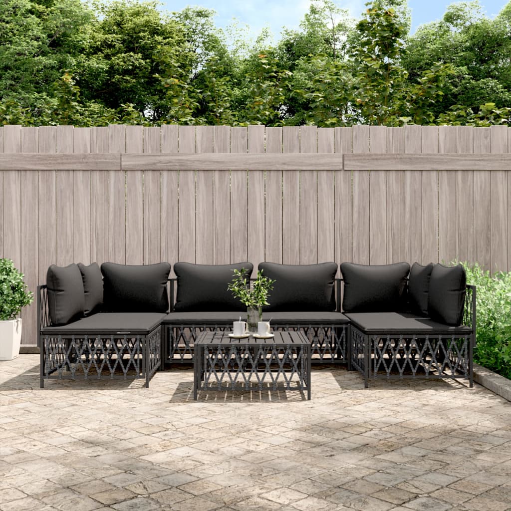 vidaXL 7 Piece Patio Lounge Set with Cushions Anthracite Steel-0