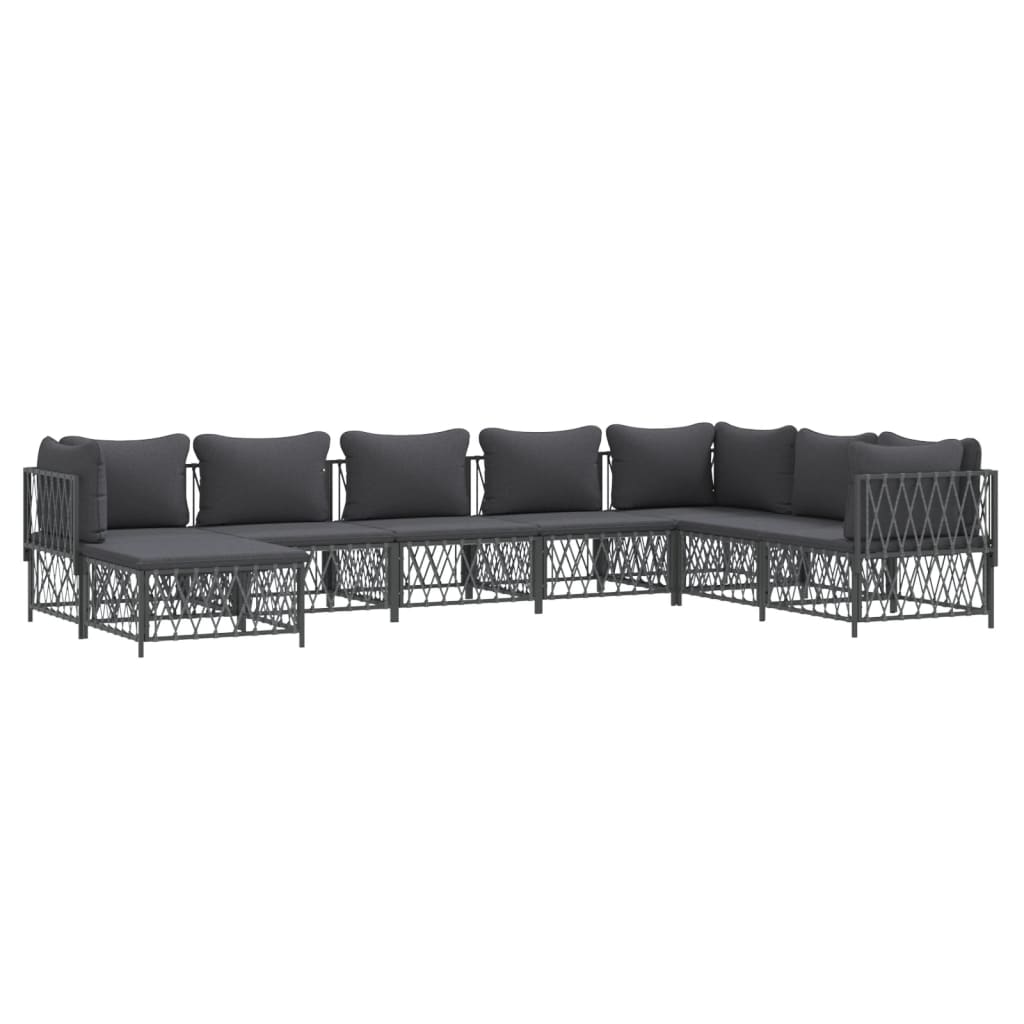 vidaXL 8 Piece Patio Lounge Set with Cushions Anthracite Steel-1