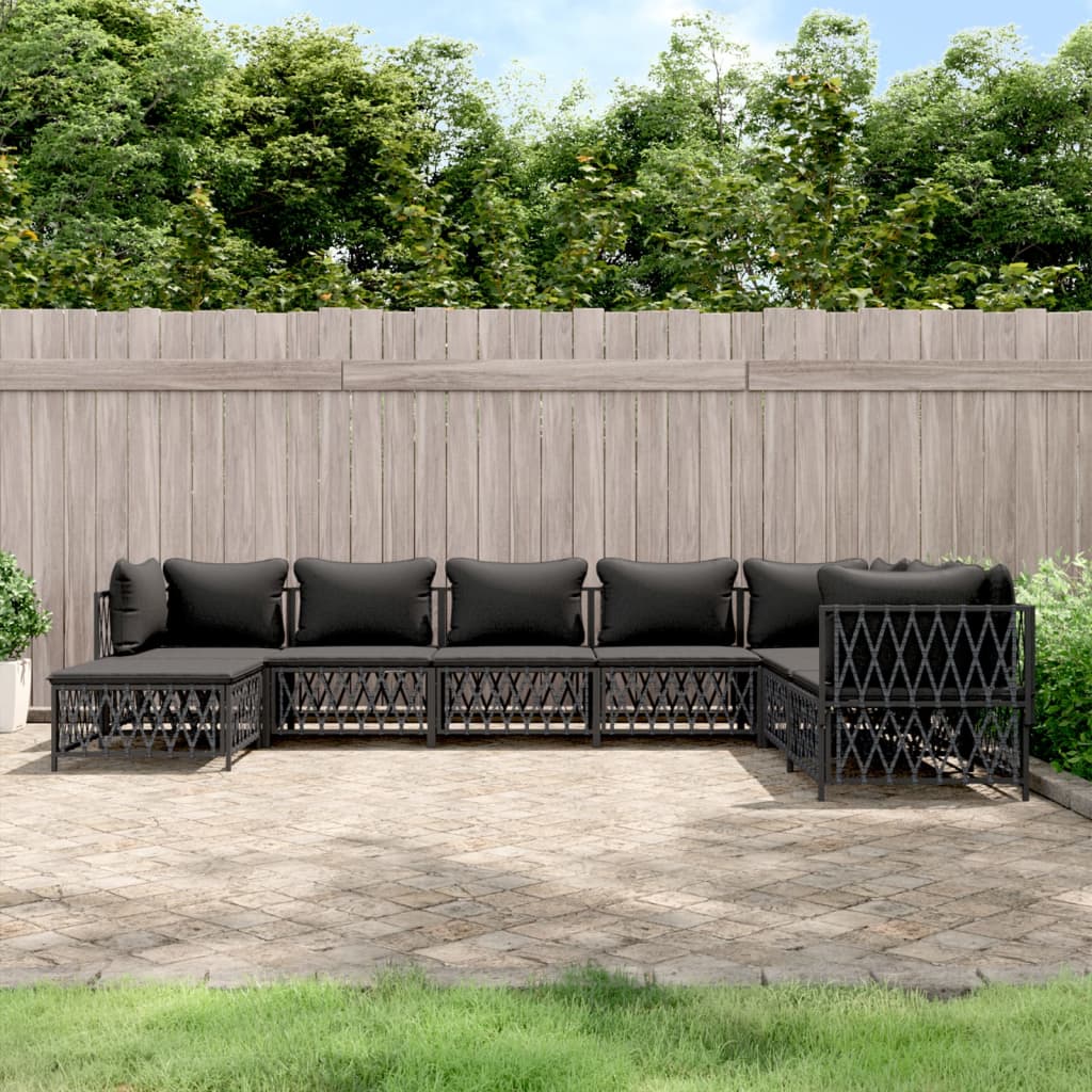 vidaXL 8 Piece Patio Lounge Set with Cushions Anthracite Steel-0