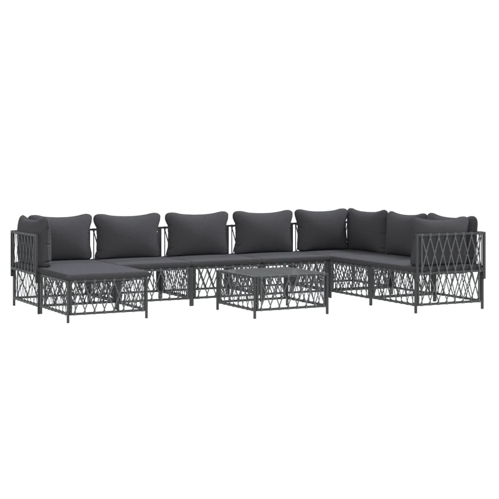 vidaXL 9 Piece Patio Lounge Set with Cushions Anthracite Steel-1