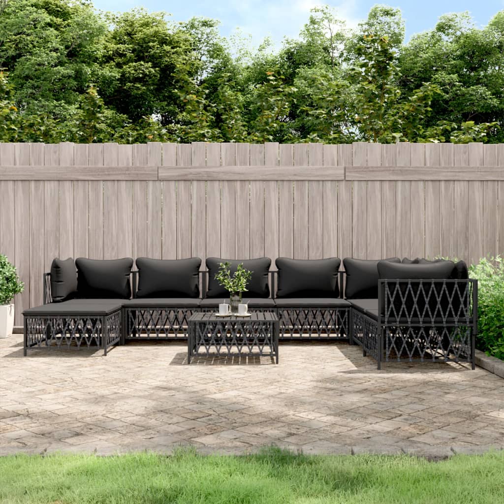 vidaXL 9 Piece Patio Lounge Set with Cushions Anthracite Steel-0