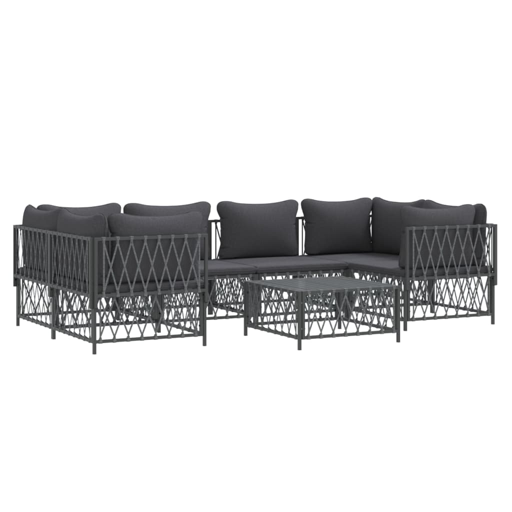 vidaXL 7 Piece Patio Lounge Set with Cushions Anthracite Steel-1