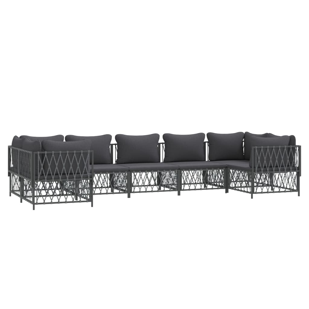 vidaXL 7 Piece Patio Lounge Set with Cushions Anthracite Steel-1