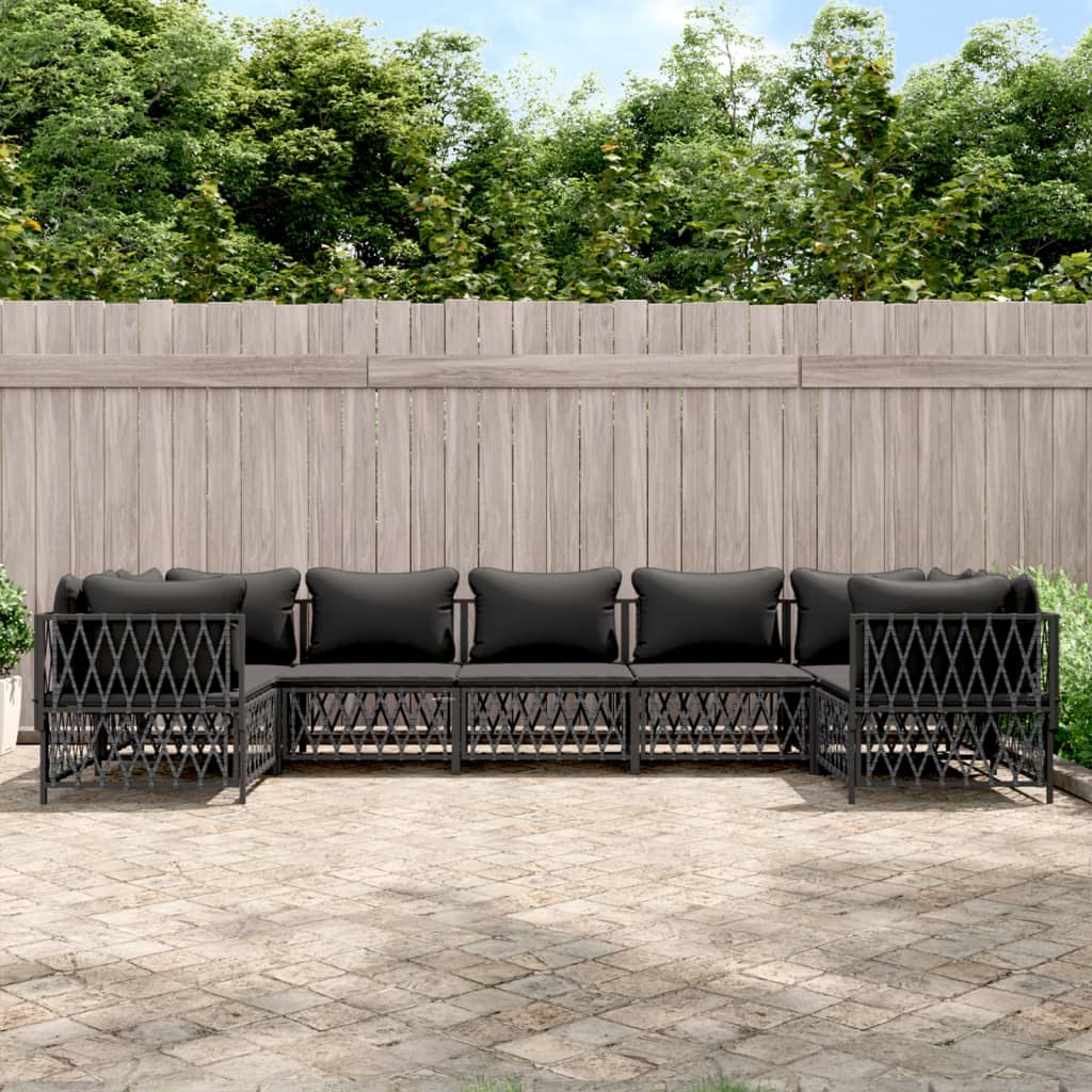 vidaXL 7 Piece Patio Lounge Set with Cushions Anthracite Steel-0