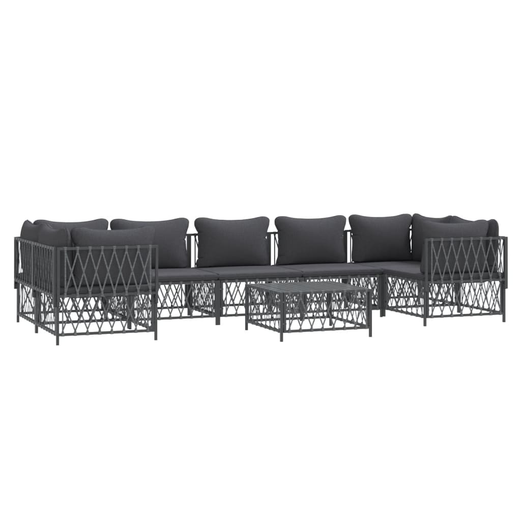 vidaXL 8 Piece Patio Lounge Set with Cushions Anthracite Steel-1