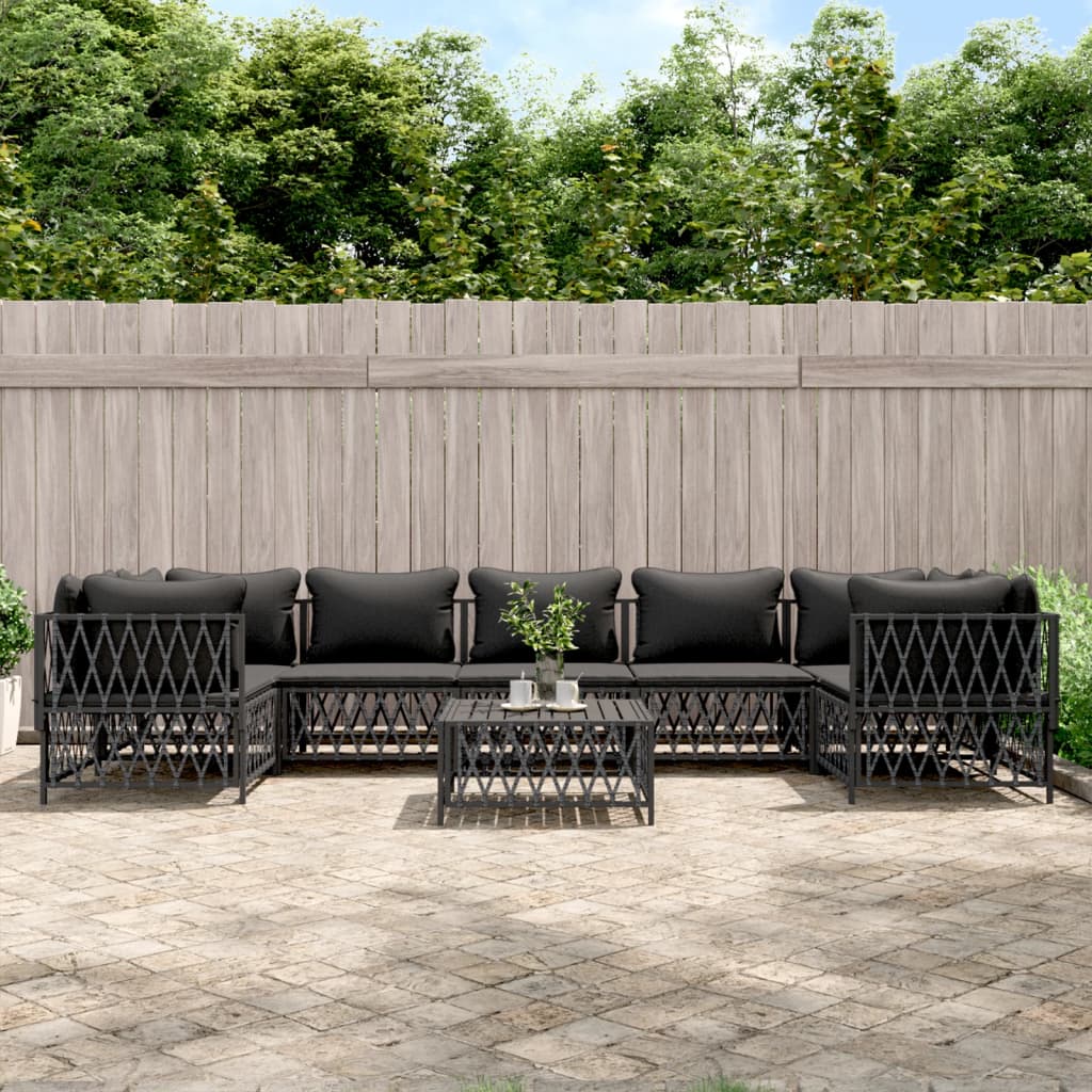 vidaXL 8 Piece Patio Lounge Set with Cushions Anthracite Steel-0