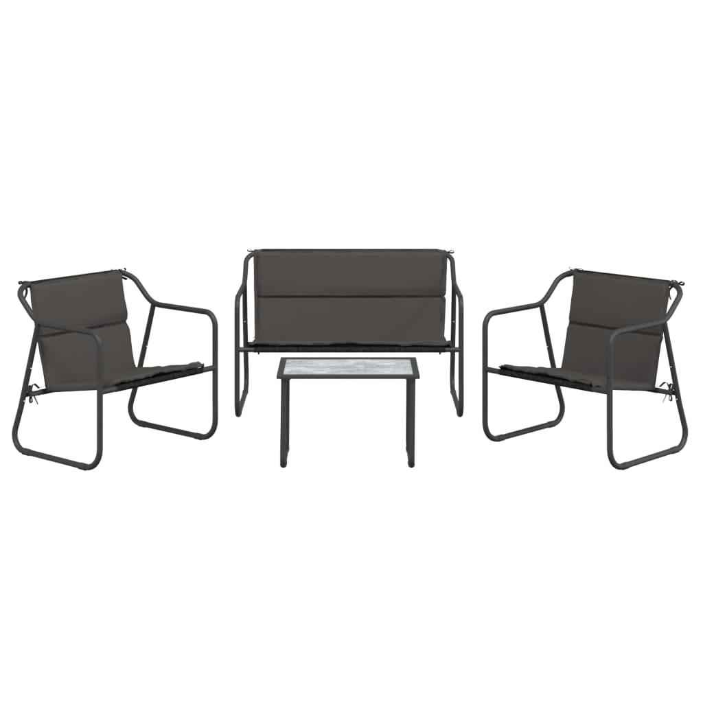 vidaXL 4 Piece Patio Lounge Set with Cushions Anthracite Steel-1