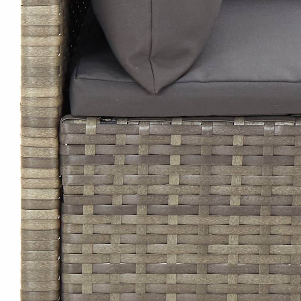 vidaXL 5 Piece Patio Lounge Set with Cushions Gray Poly Rattan-7