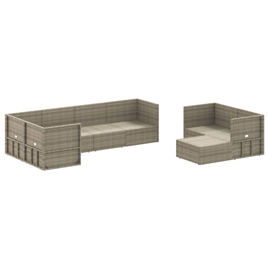 vidaXL 8 Piece Patio Lounge Set with Cushions Gray Poly Rattan-2