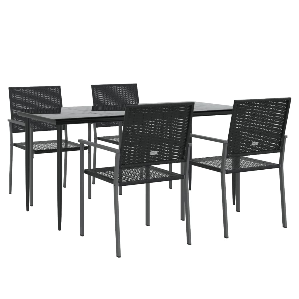 vidaXL 5 Piece Patio Dining Set Poly Rattan and Steel-2