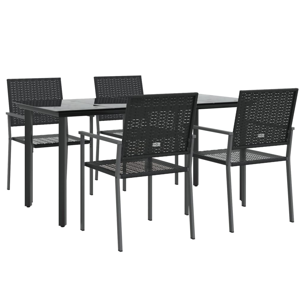 vidaXL 5 Piece Patio Dining Set Poly Rattan and Steel-1