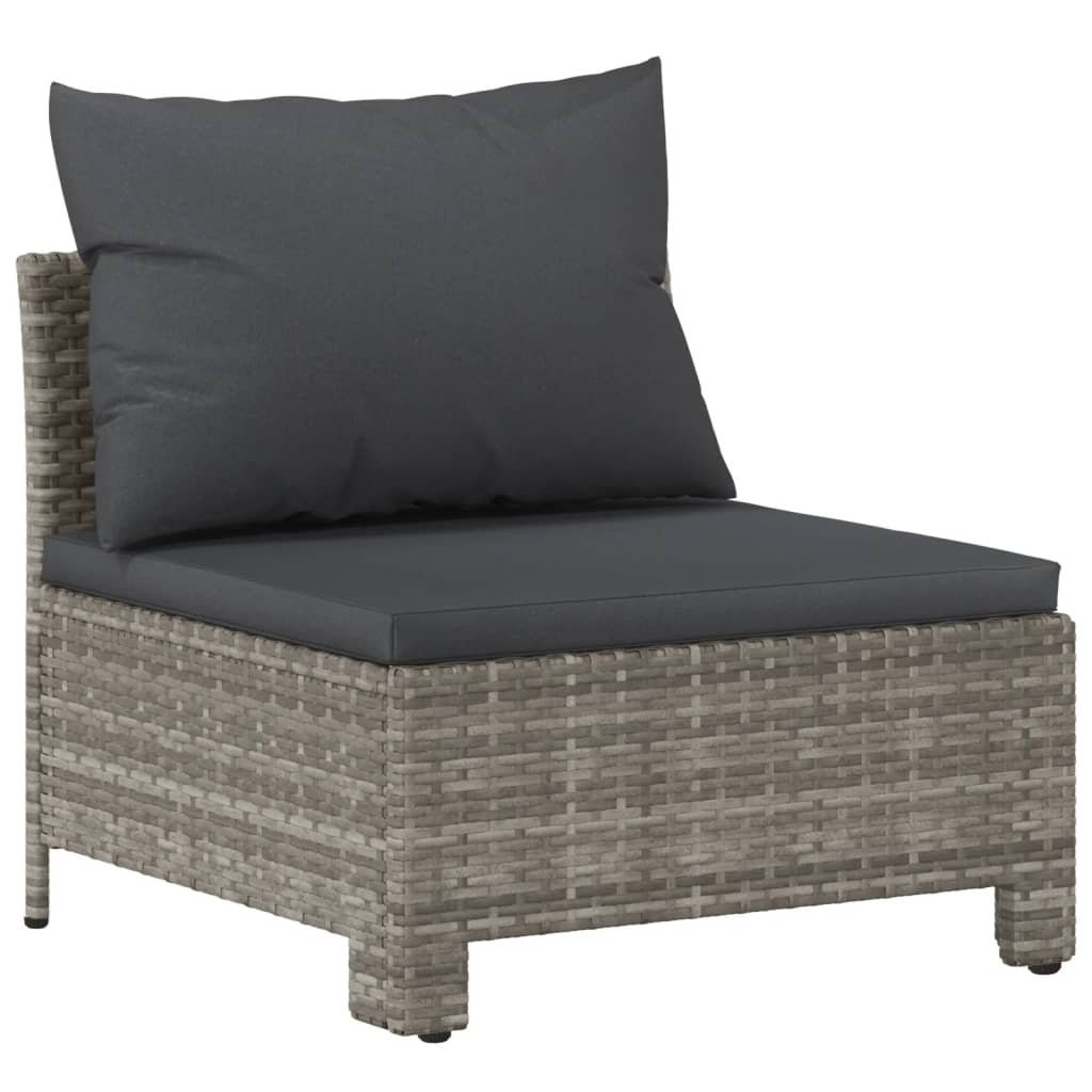 vidaXL 5 Piece Patio Lounge Set with Cushions Gray Poly Rattan-4