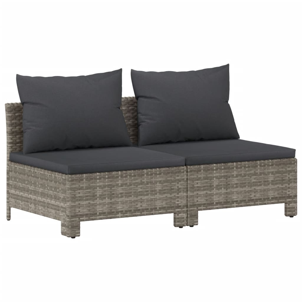 vidaXL 6 Piece Patio Lounge Set with Cushions Gray Poly Rattan-5