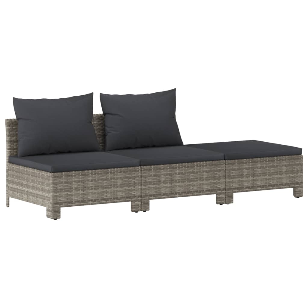 vidaXL 7 Piece Patio Lounge Set with Cushions Gray Poly Rattan-4