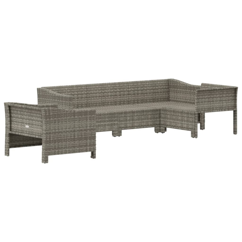 vidaXL 5 Piece Patio Lounge Set with Cushions Gray Poly Rattan-2