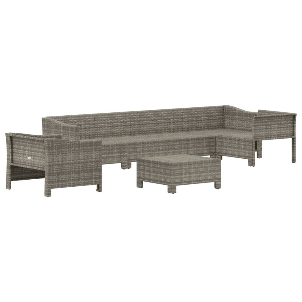 vidaXL 7 Piece Patio Lounge Set with Cushions Gray Poly Rattan-2