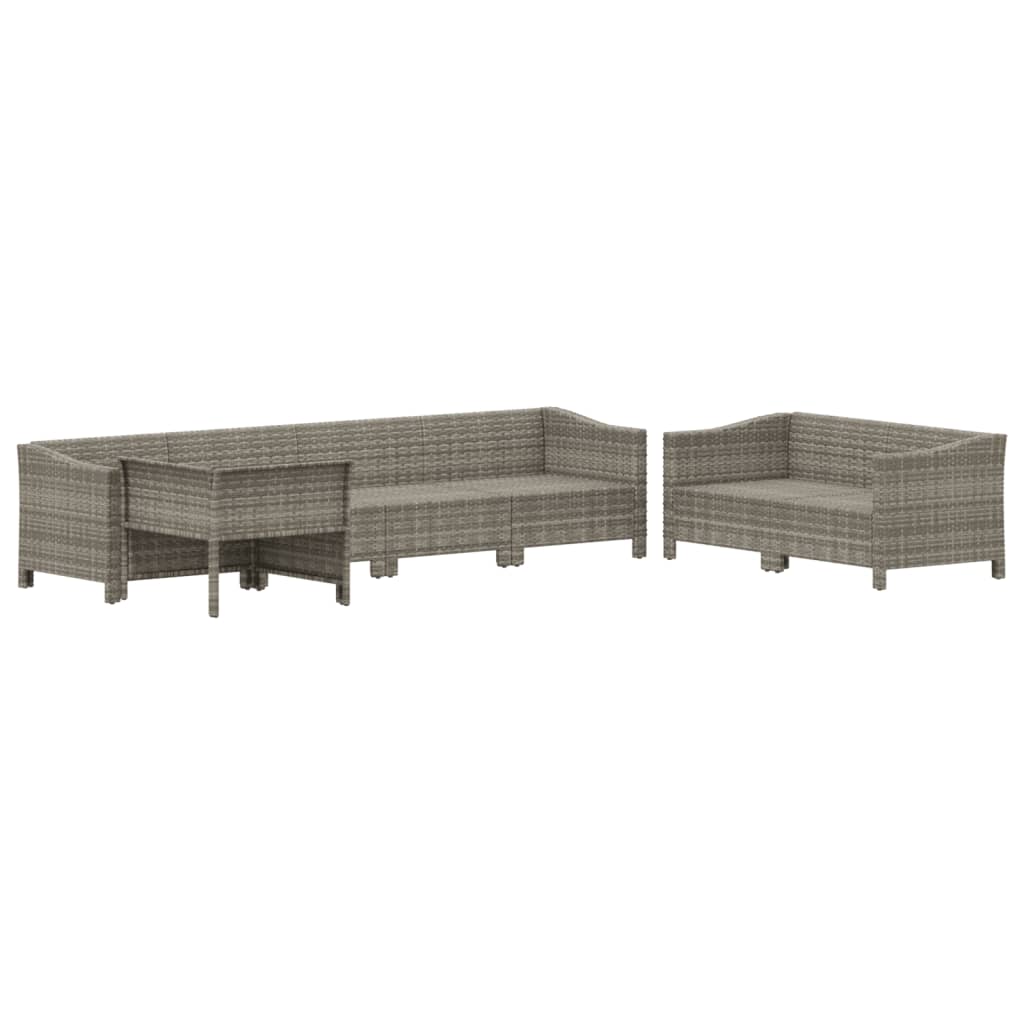 vidaXL 7 Piece Patio Lounge Set with Cushions Gray Poly Rattan-2