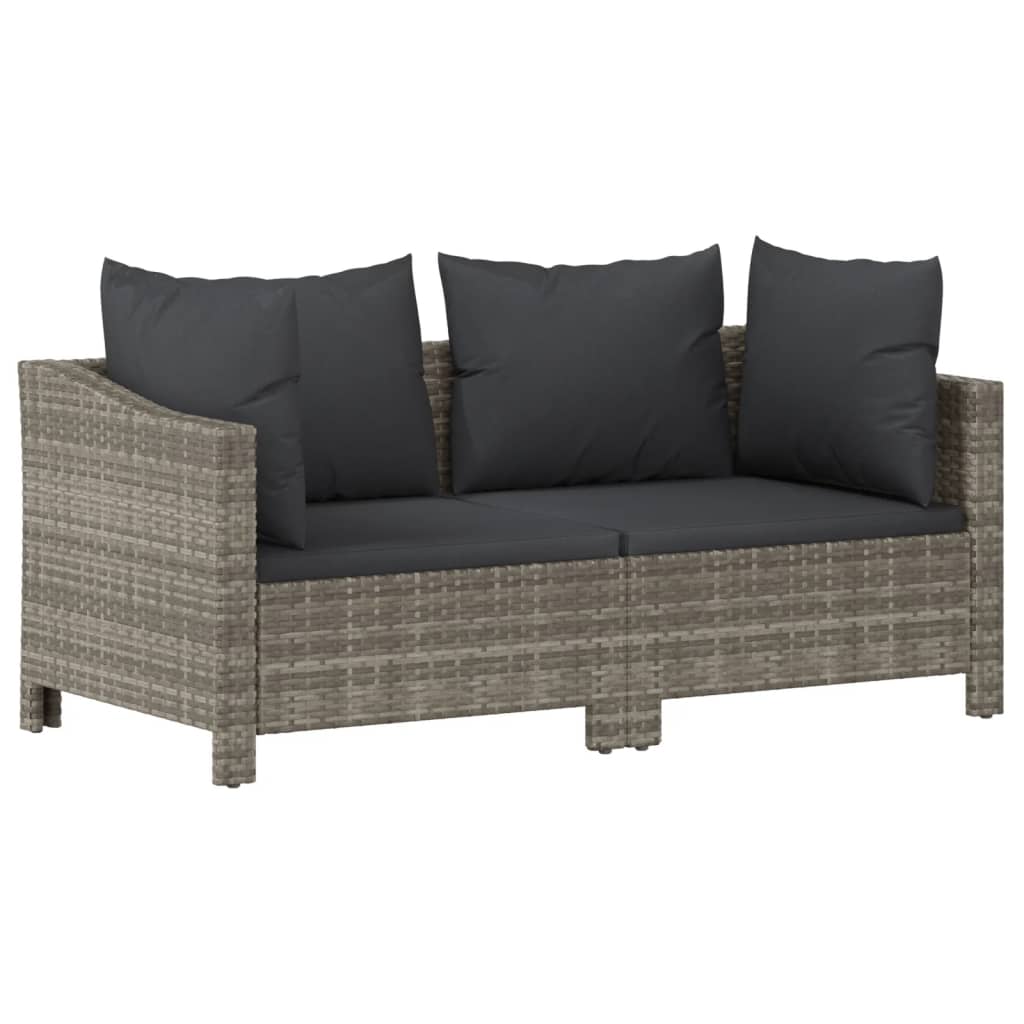 vidaXL 7 Piece Patio Lounge Set with Cushions Gray Poly Rattan-4