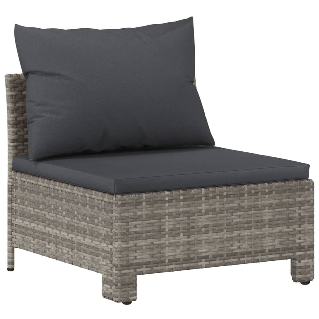 vidaXL 7 Piece Patio Lounge Set with Cushions Gray Poly Rattan-5