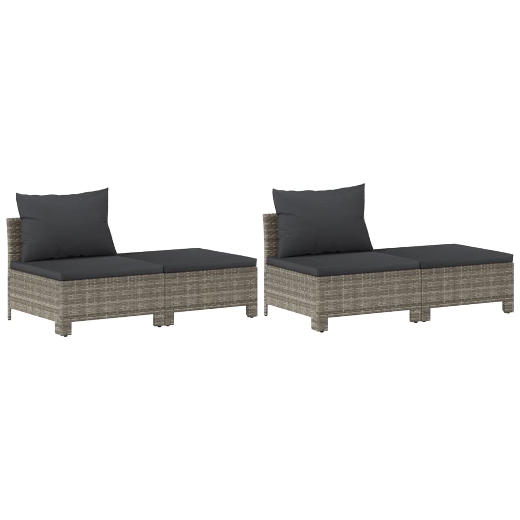 vidaXL 8 Piece Patio Lounge Set with Cushions Gray Poly Rattan-4